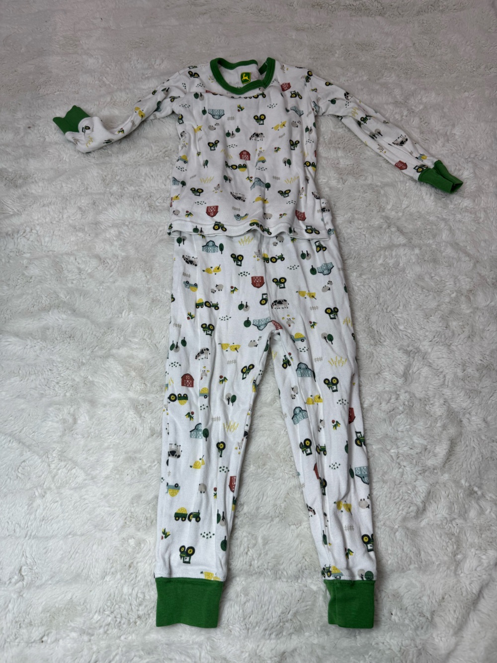 John Deere Green-Trim Farm Print  Pajamas